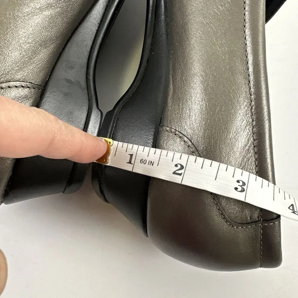 SAS Easier Slip On Loafer Pewter Leather Silver Metallic Wedge Womens Size 8.5 M
